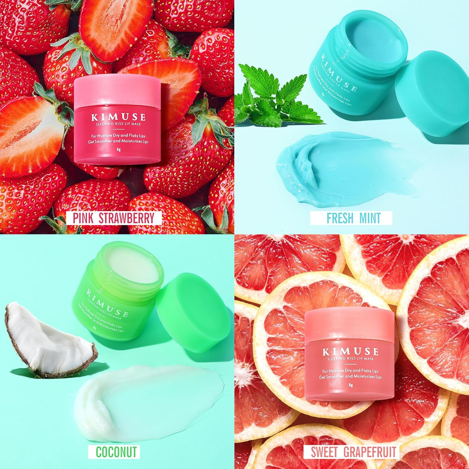 KIMUSE Lip Sleeping Mask Set, Overnight Treatment Lip Care Products, Moisturize & Nourish, Hydration Cracked Dry Lips image number 4