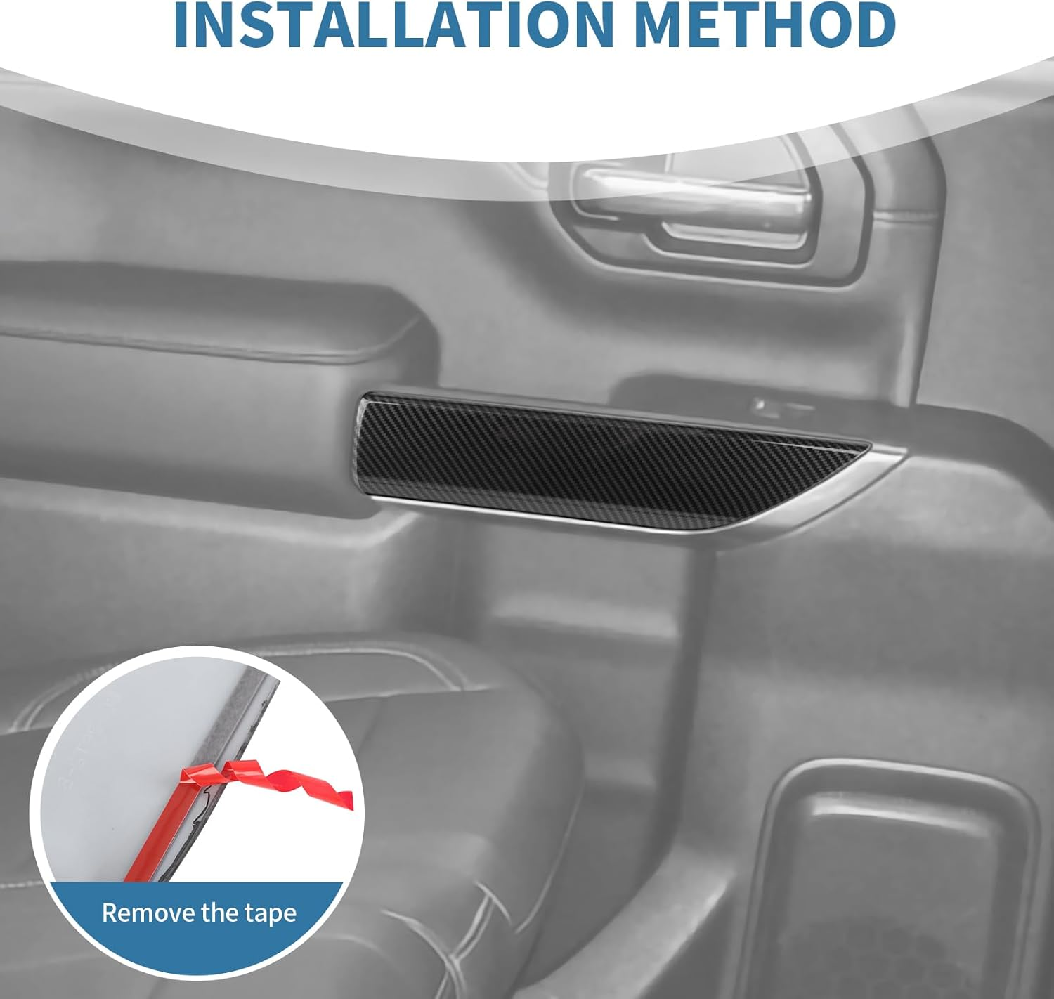 PDKLIN for Silverado Rear Door Panel Trim Cover for Chevy Silverado/Gmc Sierra 2019-2022(Double Cab) Carbon Fiber Interior Accessories 2Pcs image number 2