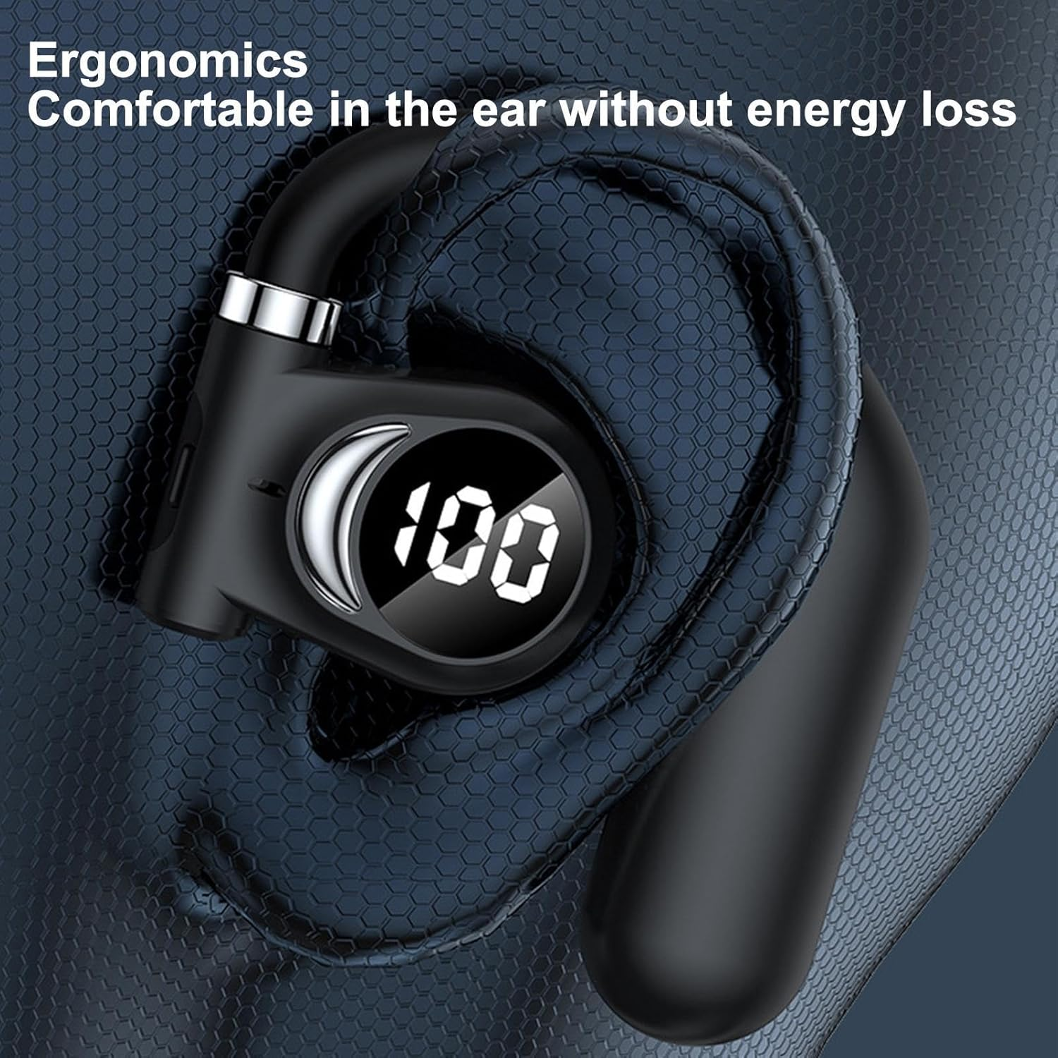 LED Display Open-Ear Earbud &ndash; True Wireless Single Ear Headset with Instant Pairing | Compact -Ear Earpiece for Riding, Gym, Fishing, Long Battery Life, Stable Fit, Outdoor Activities image number 3