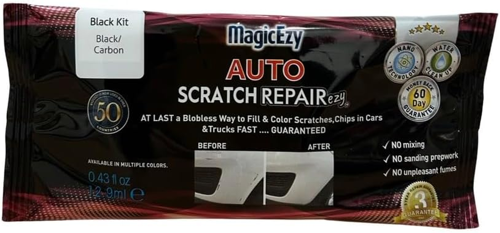 Magicezy Auto Scratch Repairezy&trade; - Repair Car Paint Chips in Seconds - Precise Color Match - Touch-Up Filler &ndash; No Messy Drips (Black Kit)