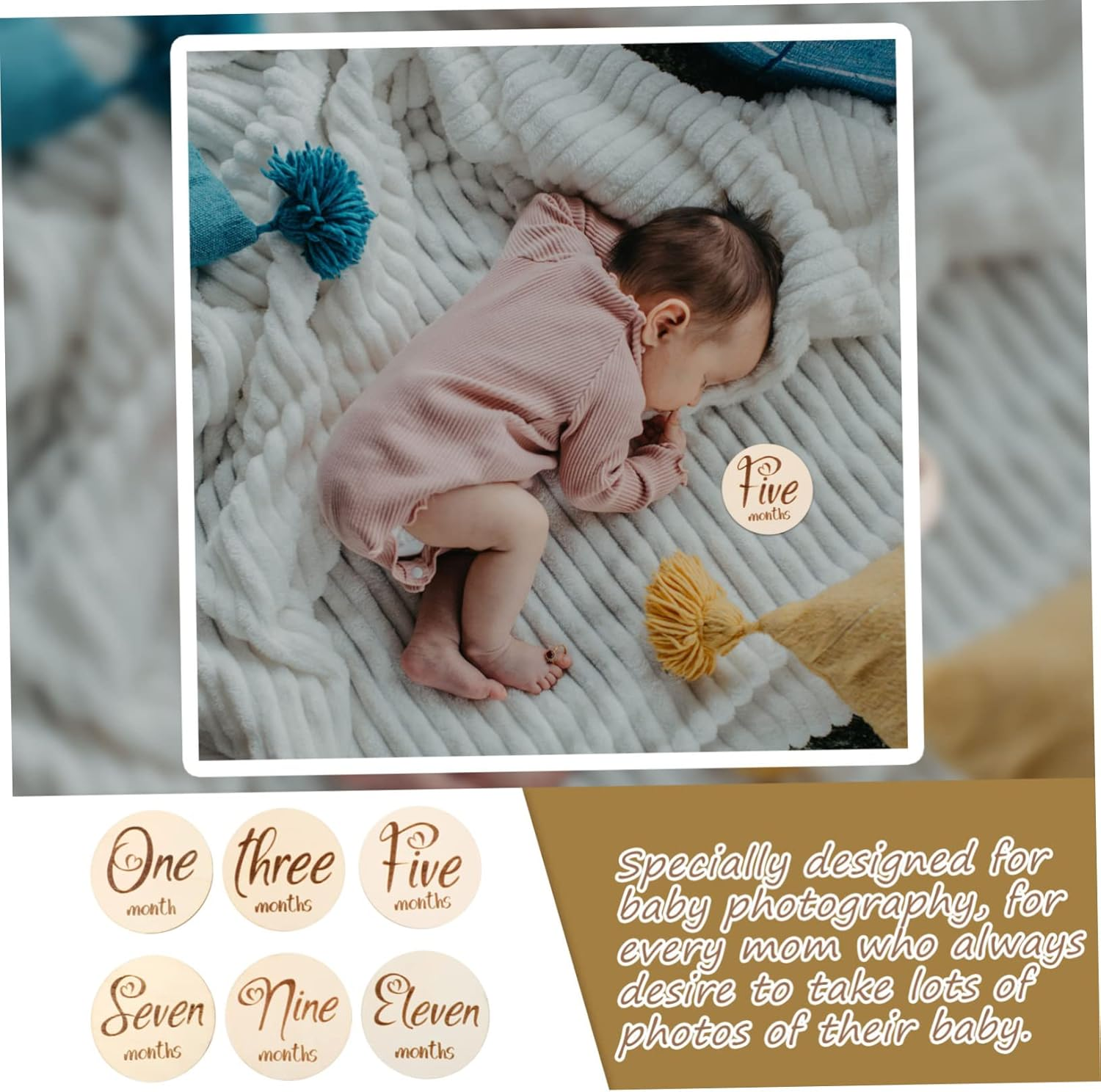 6Pcs Double Sided Monthly Milestone Cards Growth Photo Props Safe Reusable Odorless Keepsake for Boys image number 3