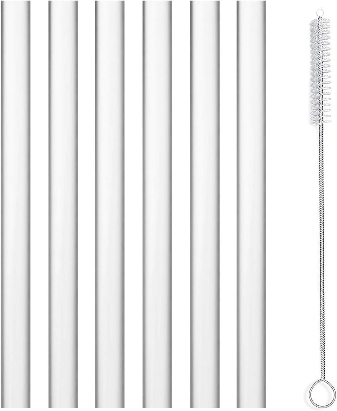 ALINK Extra Wide Reusable Clear Silicone Boba/Bubble Tea Straws, 14Mm X 10" Larger Opening Flexible Smoothie Straws, Pack of 6 with Cleaning Brush image number 2