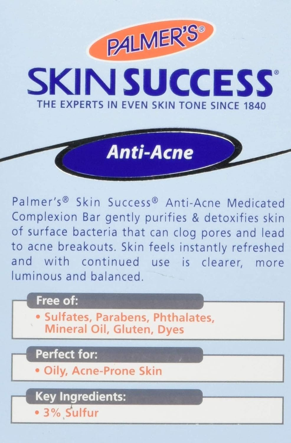 Skin Success Medicated Complexion Bar by Palmers for Unisex - 3.5 Oz Cleanser
