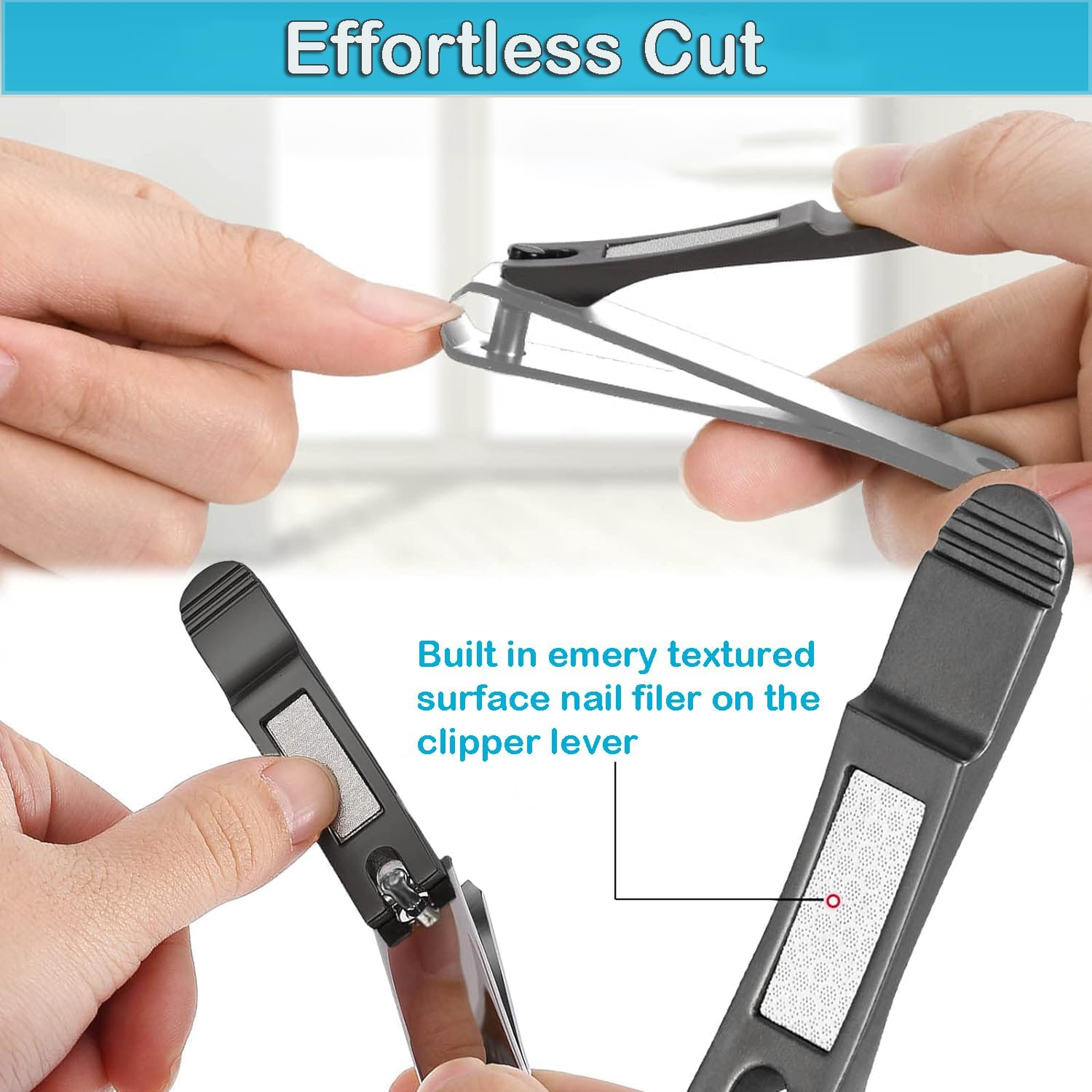 YUENTOEN Nail Clippers, 2 Pack Stainless Steel Sharp Fingernail Clipper and Toenail Clippers, Nail Cutters for Men and Women image number 3