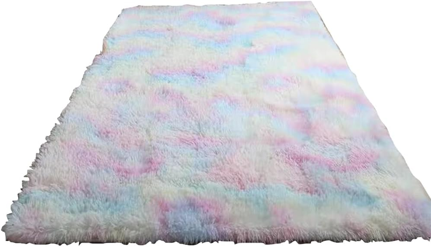 Rainbow Fluffy Area Rug &ndash; Ultra Soft Shaggy Carpet for Girls Bedroom, Nursery, Kids Playroom, Dorm or Living Room, Cute Colorful Plush Rug for Baby, Toddler, Teen Room Decor (120&times;200Cm) image number 6