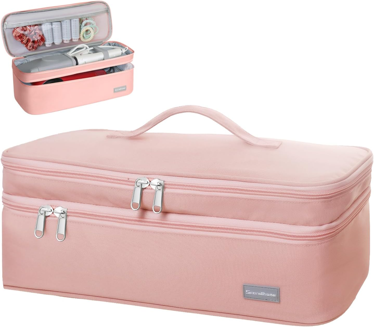 Double-Layer Travel Storage Bag Compatible with Dyson Hair Dryer and Attachments, Portable Carrying Case for Hair Dryer Brush/Volumizer/Styler/Hot Tools Scandihome Series, Black(Bag Only)