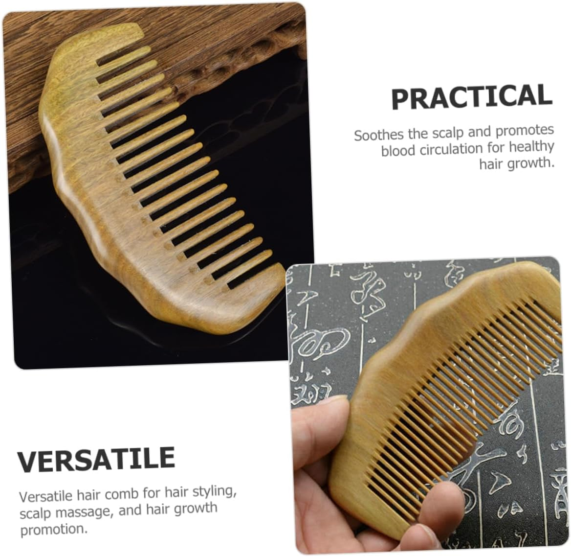 BIUDECO Hair Comb Massage Scalp Relax Detangling Scalp Care Comb Natural Sandalwood