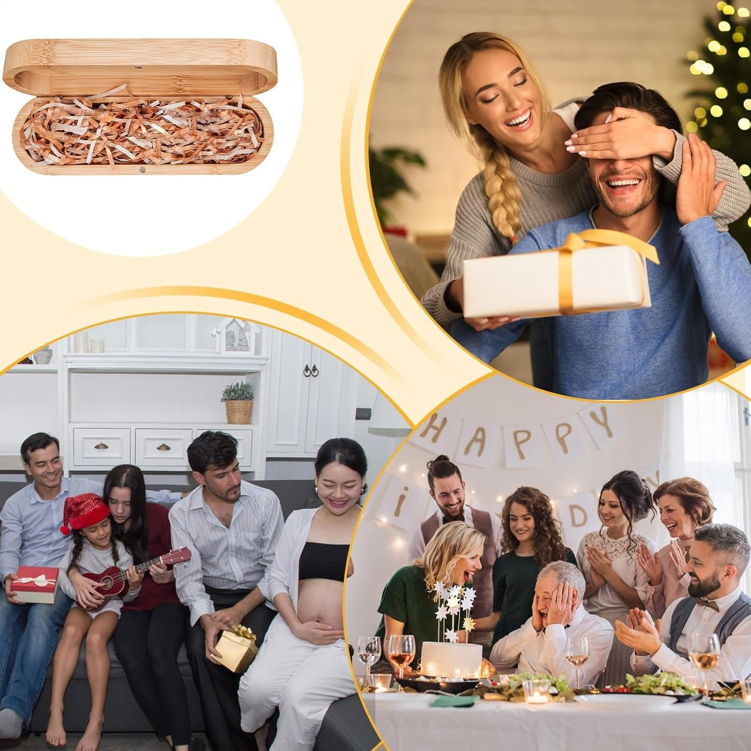 Pregnancy Test Wood Box, Wooden Keepsake Case with Raffia Filling, Souvenir Memory Holder for Announcement Reveal, Grandparents, Husband, Baby Expose Surprise 7.72X2.52X1.65 Inches image number 4