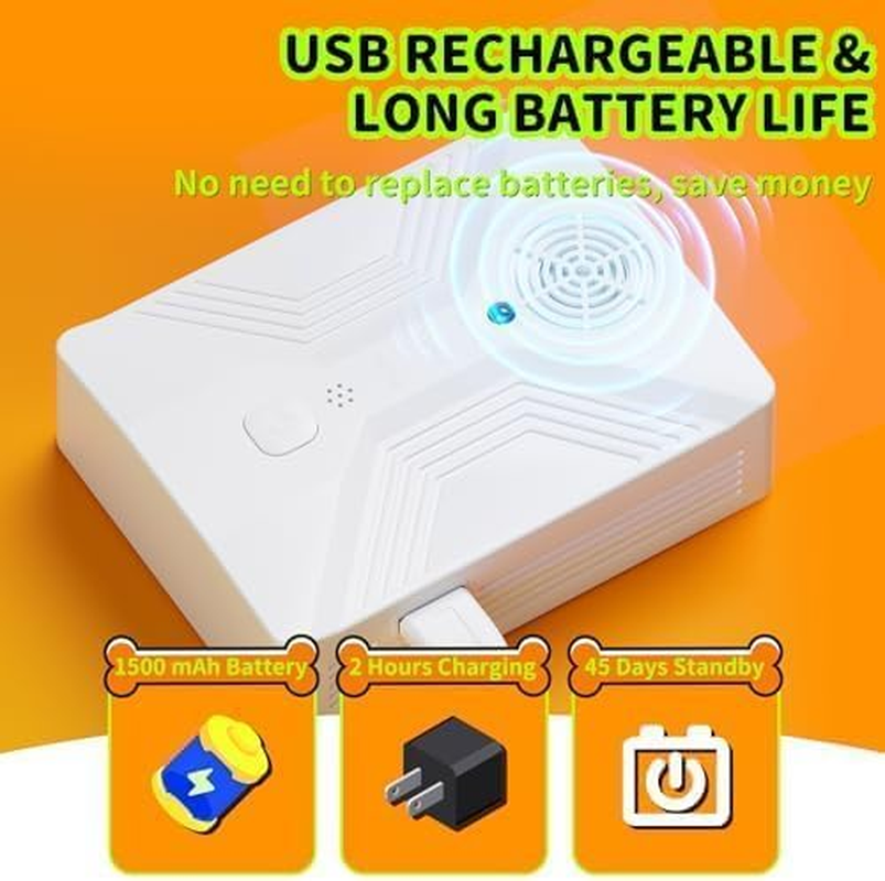 Anti Barking Device, Ultrasonic Dog Barking Control Devices up to 50 Ft Range with 3 Modes, Rechargeable Dog Barking Silencer (White-1) image number 3