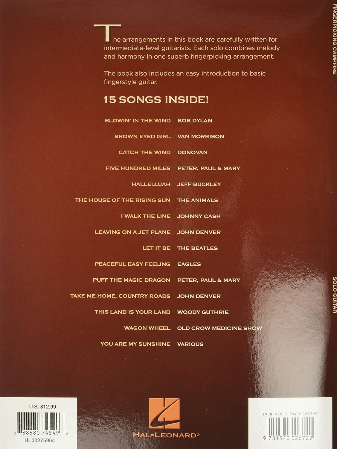 Hal Leonard Guitar Solo Fingerpicking Campfire Songbook: 15 Songs Arranged for Solo Guitar in Standard Notation & Tablature