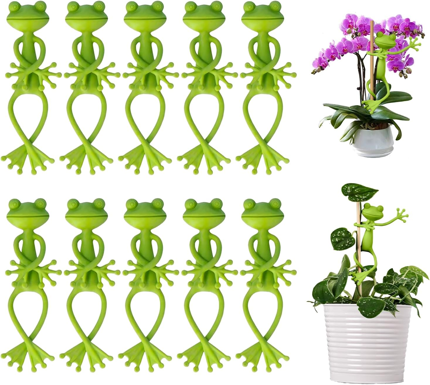 Frog Plant Stand, Green Cute Frog Clip Flowerpot Climbing, Plant Holder Flower Pot Hugger Decorations (10Pcs) image number 3