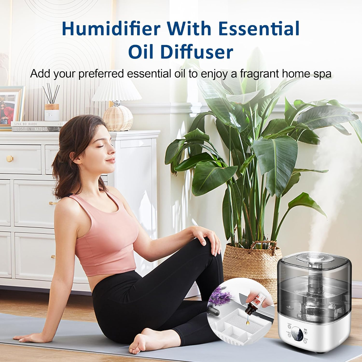 5L Humidifiers for Bedroom Large Room, Cool Mist Top-Fill Essential Oil Diffuser for Baby & Plants, Adjustable Mist Last up to 50Hrs, 360&deg;Nozzle, Rapid Humidification & Auto Mode image number 5