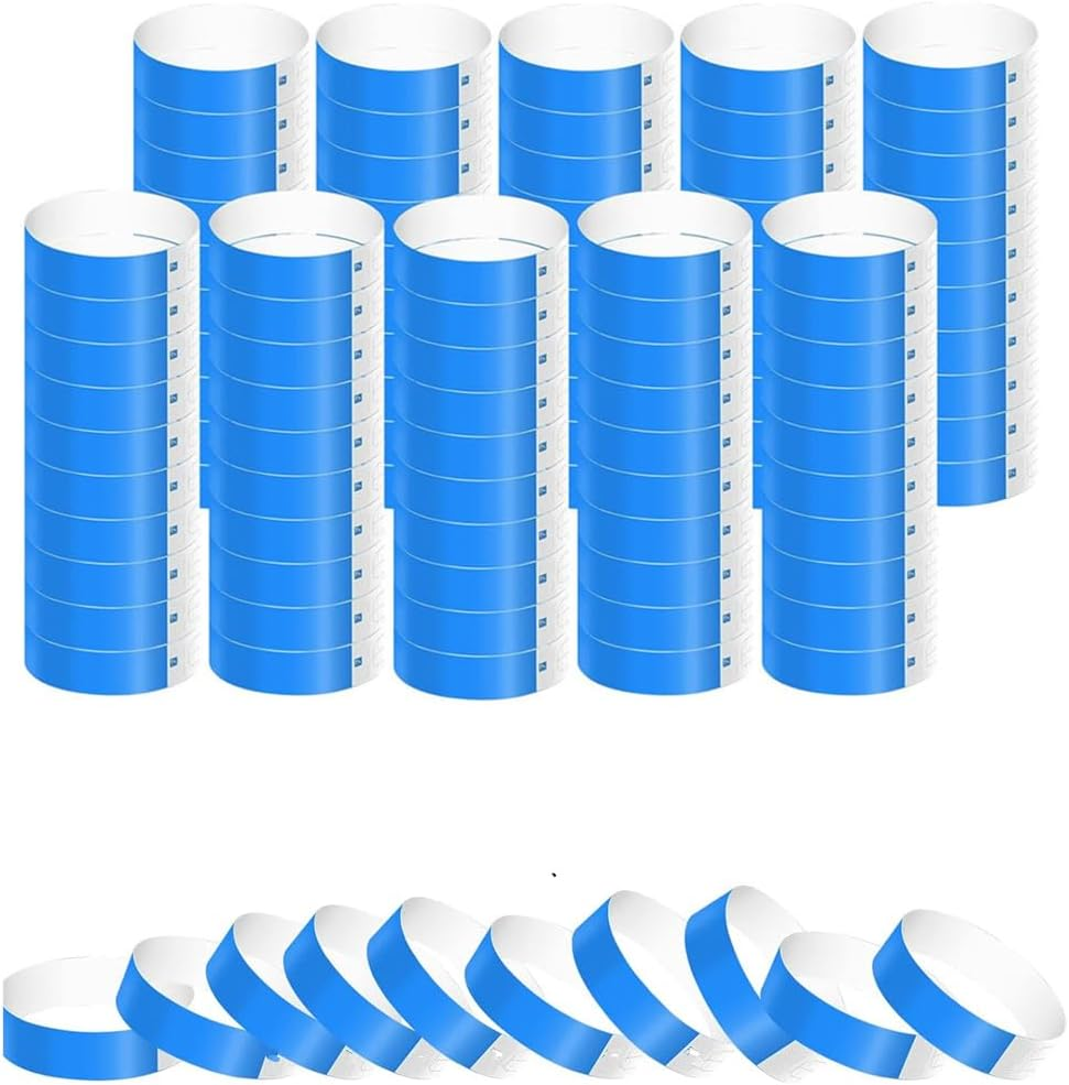 500 Pcs Paper Wristbands for Events,Waterproof Paper Bracelets Lightweight Concert Event Wristbands Wrist Party Bands Armbands for Events Festivals(Blue) image number 2