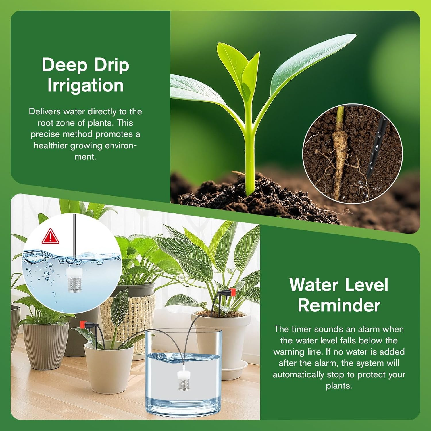 Solar Irrigation Auto Garden Watering System Automatic Deep Drip Kit DIY Green Household Potted Plant Smart Timer Modes Energy Powered Device 20M Hose