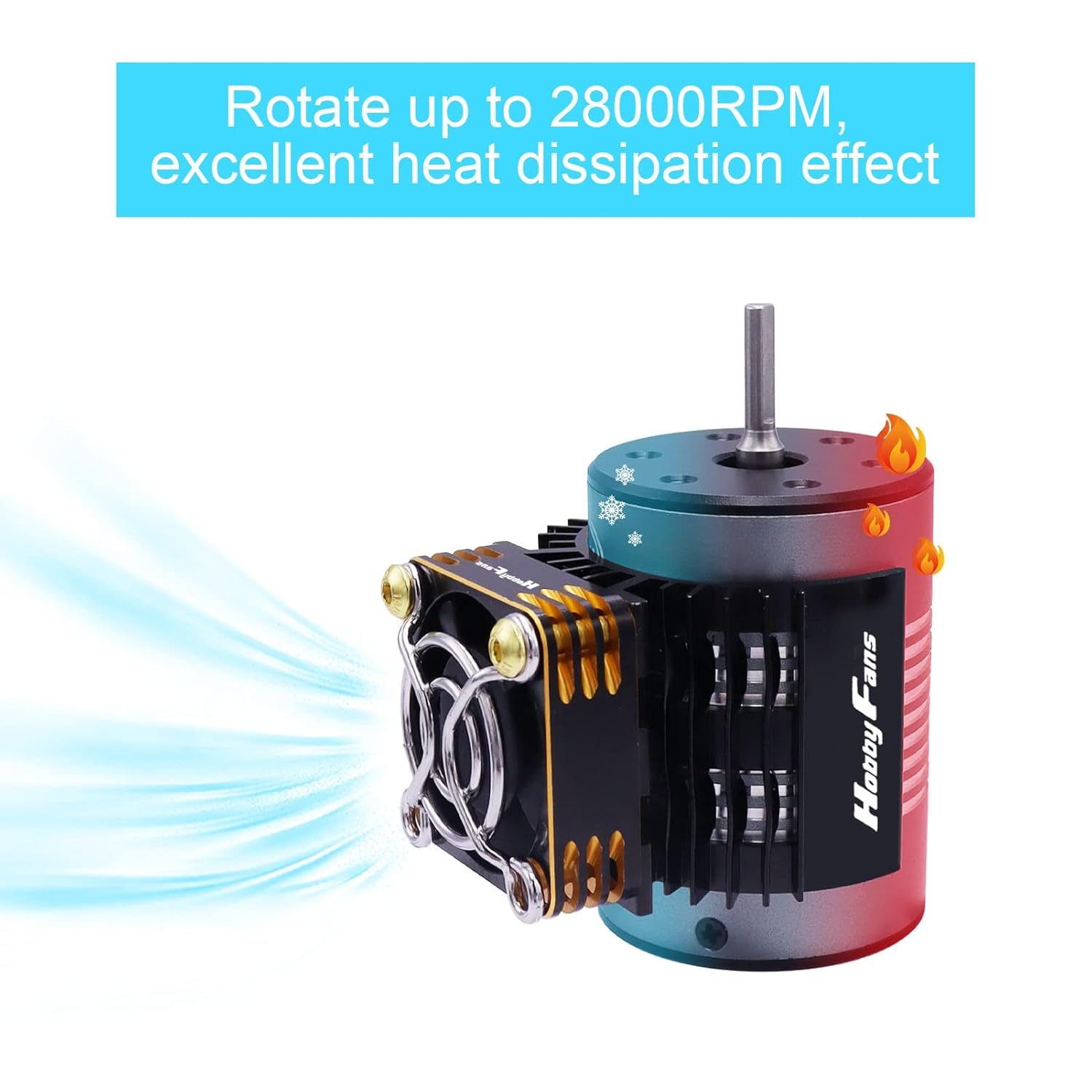 Hobby Fans RC Cooling Fan 28000RPM Alluminum RC Car Motor Fan with Heatsink for RC Car 1/8 1/10 540 550 F540 3650 3660 Motor, Gold