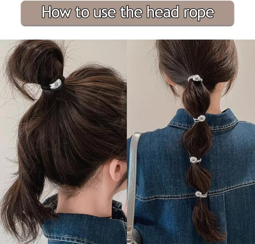 10 PCS Silver Ball Hair Ties Retro Styled Hair Elastics for Women Girls 16Mm Ball Bubble Hair Rope Shiny Ponytail Holders for Thick Long Hair Accessories image number 6