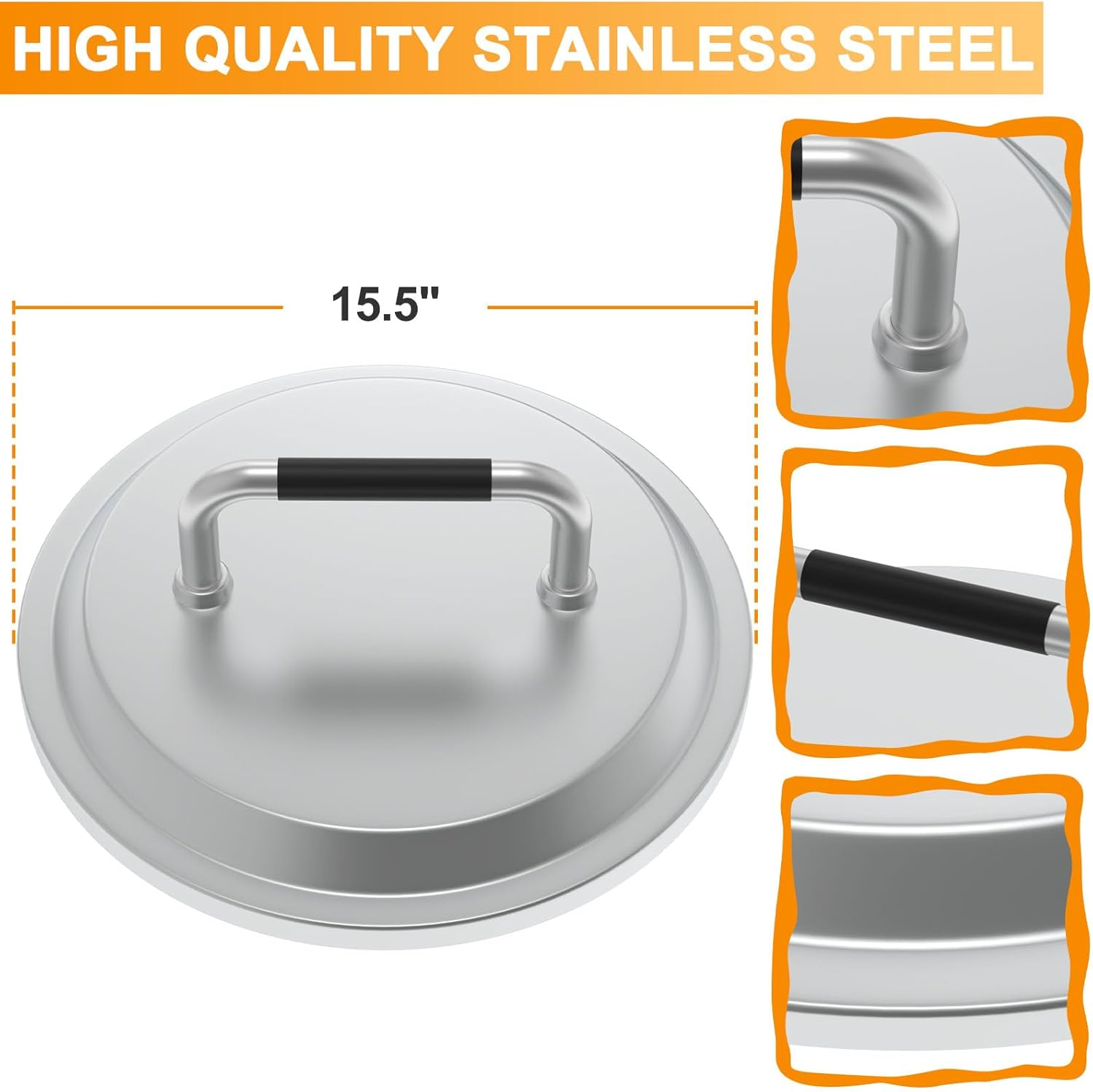 Fire Pit Lid for Solo Stove Ranger 2.0 & 1.0 Accessories, Solo Stove Lid Ranger, Stainless Steel Fire Pit Cover for Solo Ranger 15" Fire Pit Accessories and Other 15" Outdoor Fire Pits with Handle