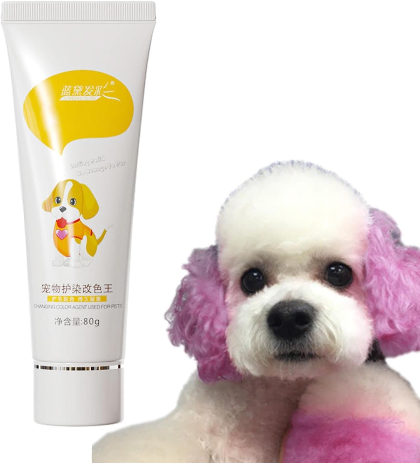 Puppy Hair Dye - Dog Dye Pet Paint Hair Coloring for Puppies 80G - Long Lasting Fruit Pet Hair Dye for Kitten and Pets Jmedic - Cute Powder image number 2