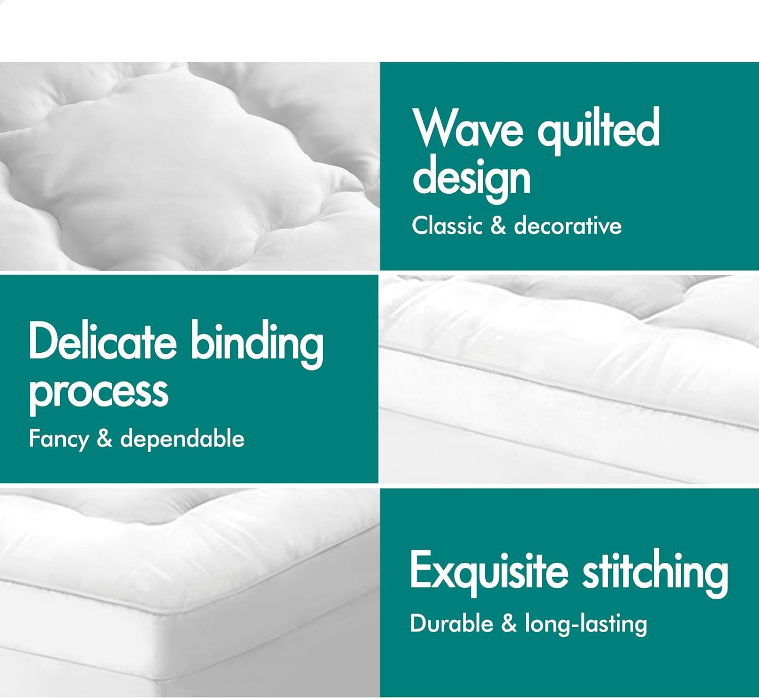 STARRY EUCALYPT Single Size Pillow Top Mattress Topper 7Cm Thick with Fabric Cover, 1000 GSM Microfibre Bamboo Fibre Filling Beddings Bed Pillowtop Mat Pad(White) image number 2