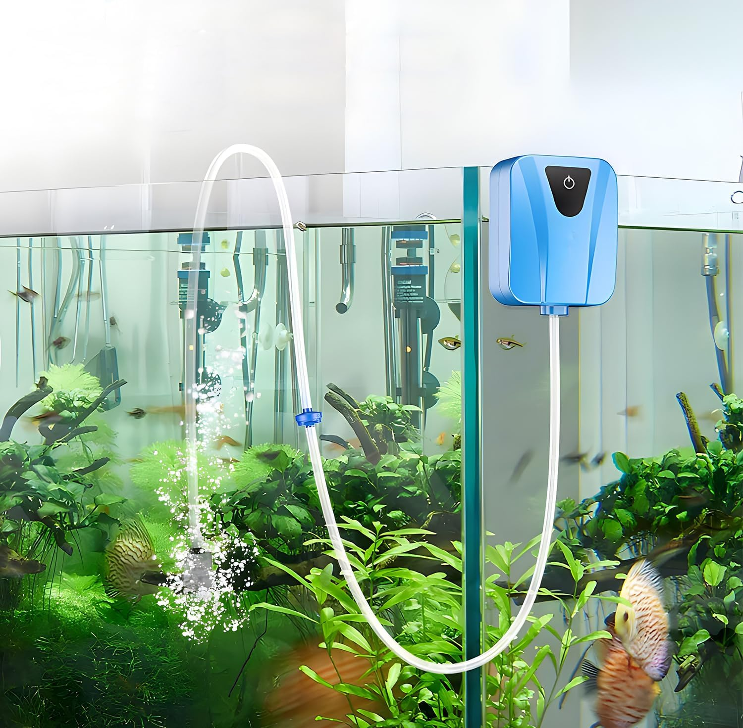 Meichoon Solar Water Air Pump Oxygenator USB Oxygen Pump Silent with Aquarium Oxygenator Tube and Bubble Rock Outdoor Pond Gardening Water Circulation MY05 image number 2