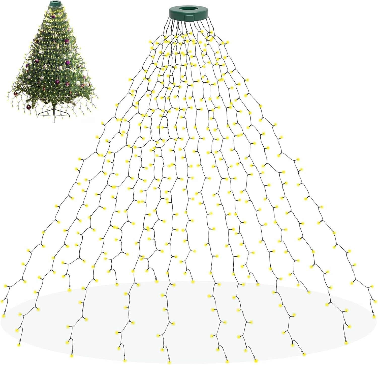 Christmas Tree Lights 400 LED, 2M X 16 Lines Easy to Install Christmas Lights with 8 Modes, Christmas Decorations Christmas Lights or Indoor Outdoor Yard Garden Patio Xmas Tree Decorations, Warm White image number 2