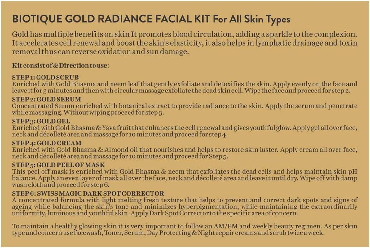 Biotique Bio Gold Radiance Facial Kit, 65 G