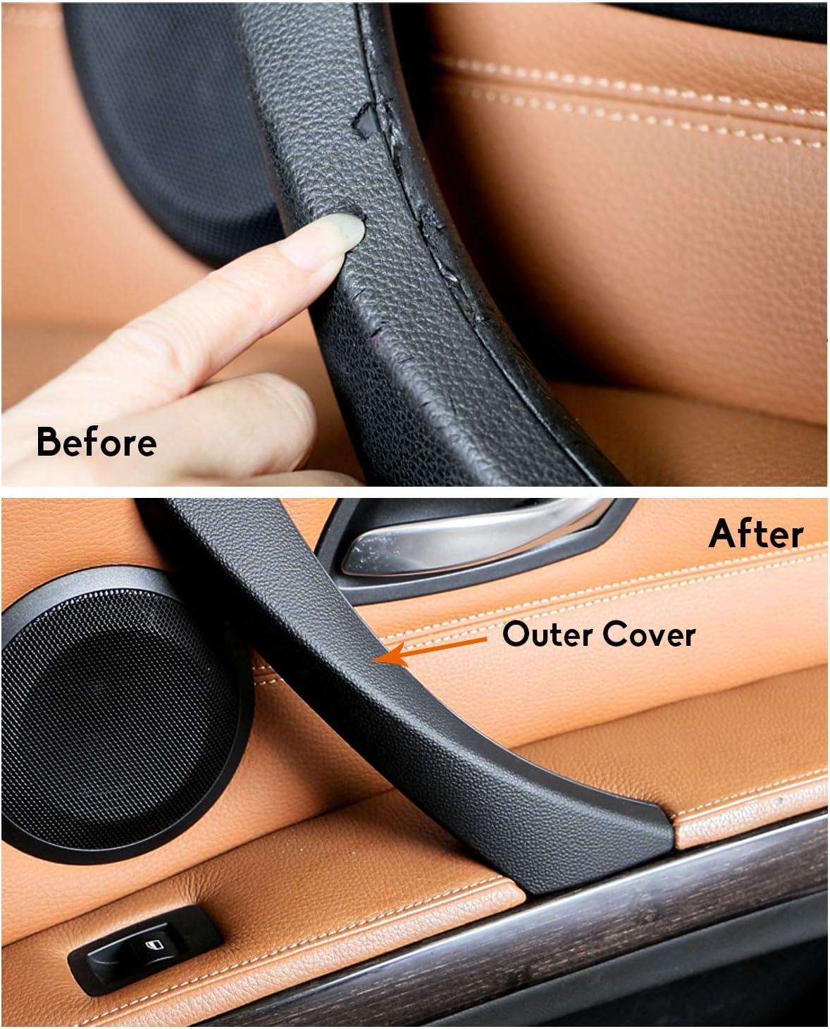 Jaronx Compatible with BMW E90 Black Door Handles Outer Cover Right image number 3