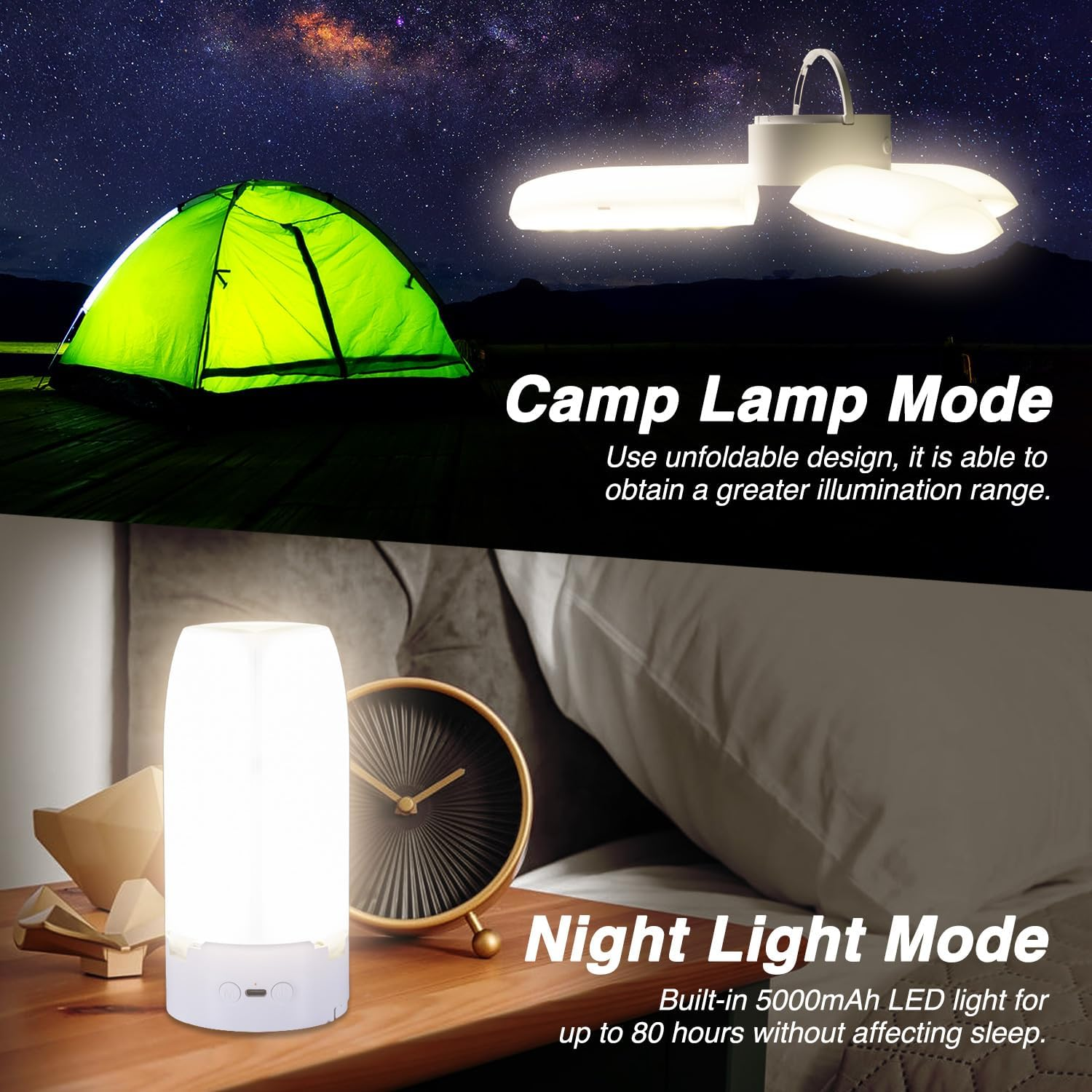 Owwasd LED Camping Lantern, Camping Lights Dimmable Touch 4400 Mah Emergency Light, IPX4 Waterproof, Battery Lamp for Camping, Adventure, Fishing, Blackout Emergency Equipment image number 3