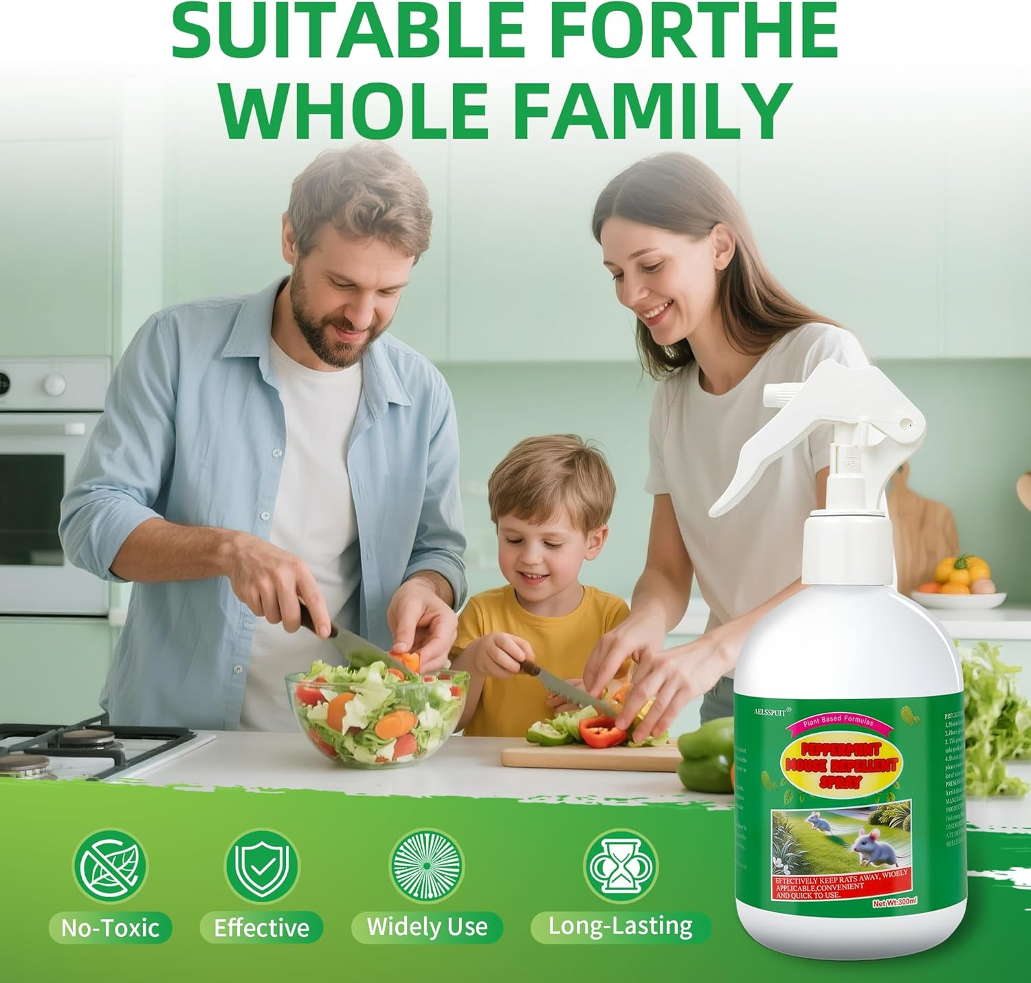 Peppermint Oil Rat Deterrent Control Spray - Long Lasting Rodent Deterrent for Cars, Natural & Safe Mouse Repellent, Easy Application (300ML) image number 3