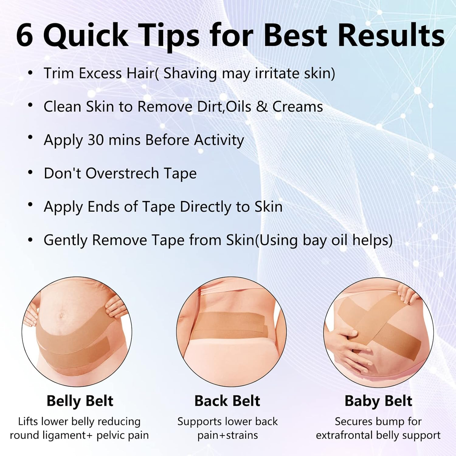 Maternity Belt, Pregnancy Tape, Prenatal Abdominal Support Belt, Ease Abdominal Support, Simple Elastic Belt, 2 Rolls image number 2