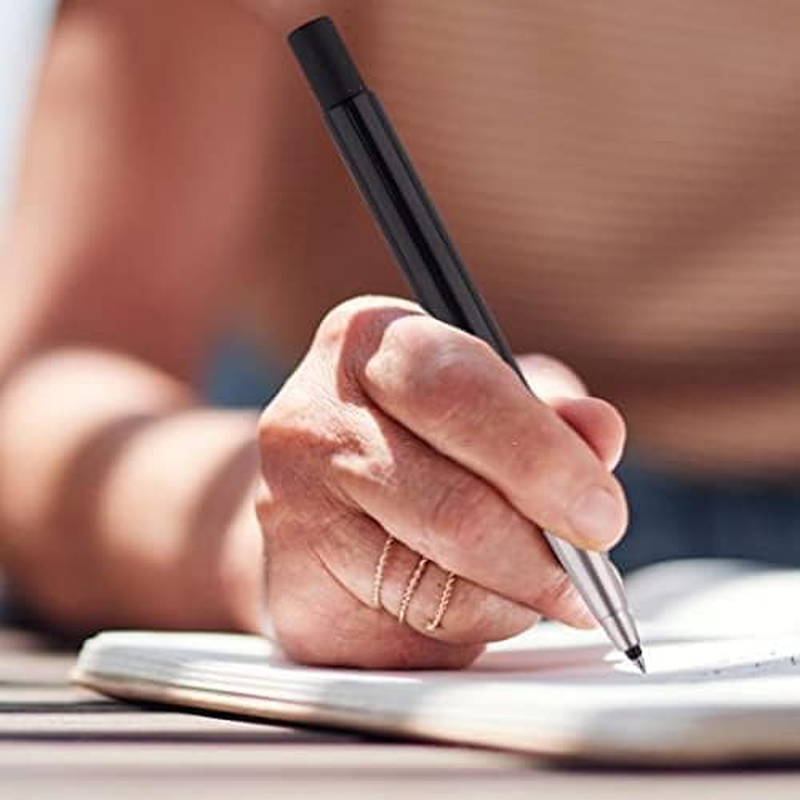 Parker Vector Standard Black Body Gold Trim Roller Ball Ink Pen, Writing Pens, Blue image number 4