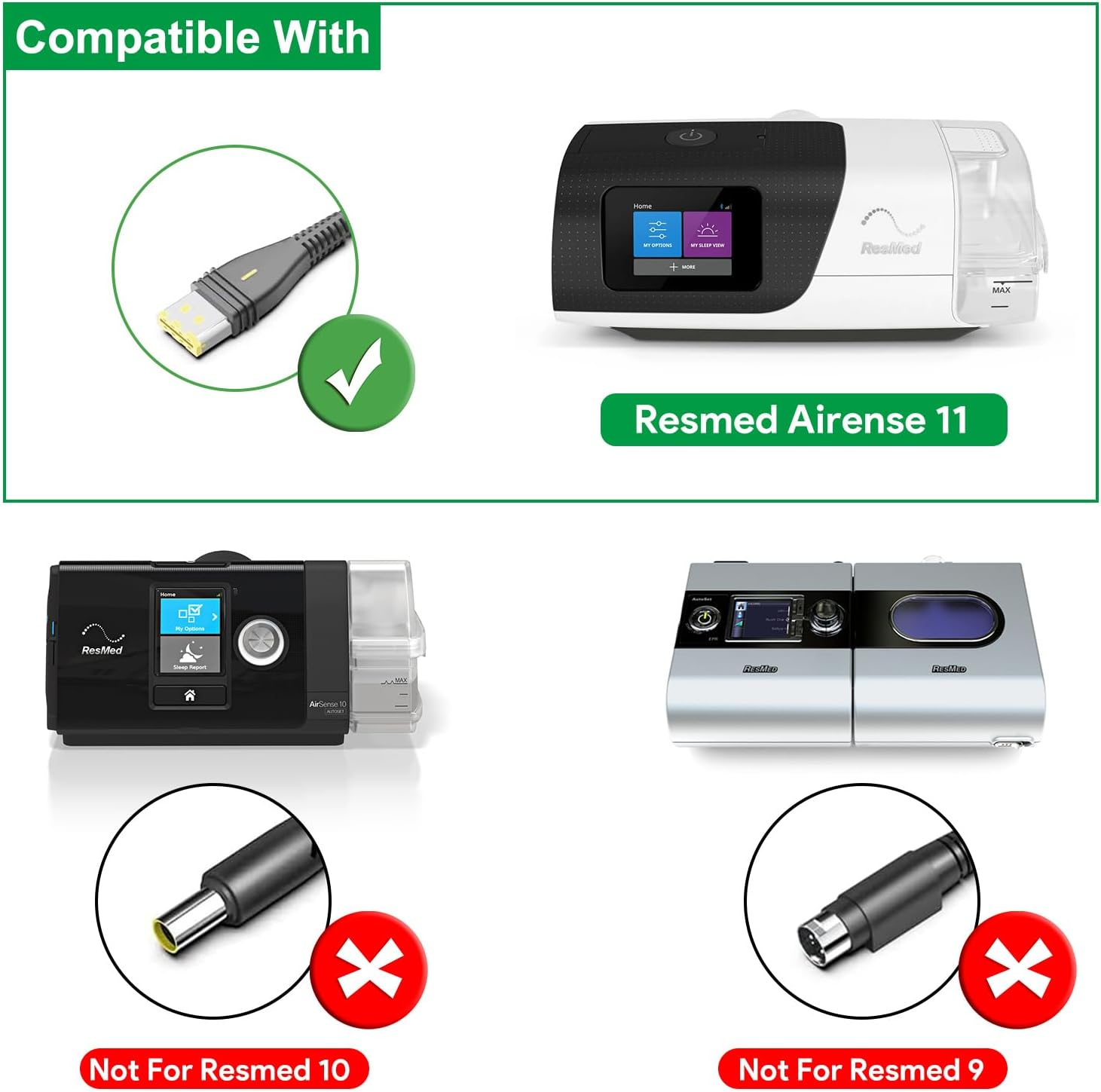 Resmed Airsense 11 DC Converter, HKY DC Adapter 12V-24V Car Charger for Resmed Airsense 11 Supplies 65W Resmed Airsense 11 Autoset Elite CPAP Air11 39205 E1399 CPAP Machines Power Supply Car Charging image number 1