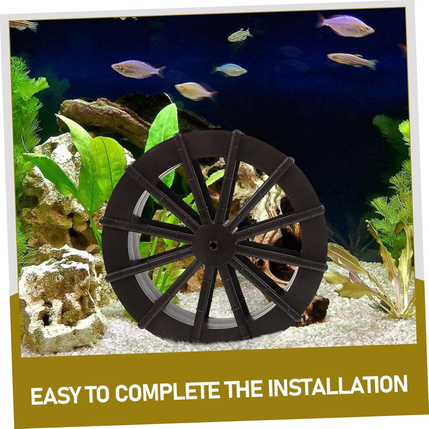 HOMOCONO 2Pcs Aquarium Windmill Water Wheel Fountain Decoration Realistic Brown Fish Tank Micro Landscape Ornament Easy to Install DIY Water Feature for Aquatic Environments image number 2