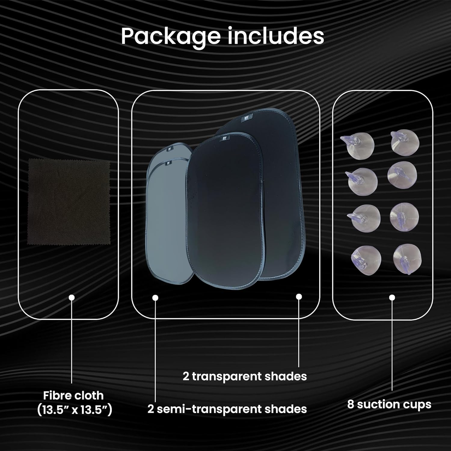 Direct from Factory Car Window Sun Shade (4 Pack) - 20"X12" (50X30Cm) Storage Pouch Included - Cling Sunshade for Car Side Windows - Sun, Glare & UV Rays Protection for Baby, Child - Easy Installation