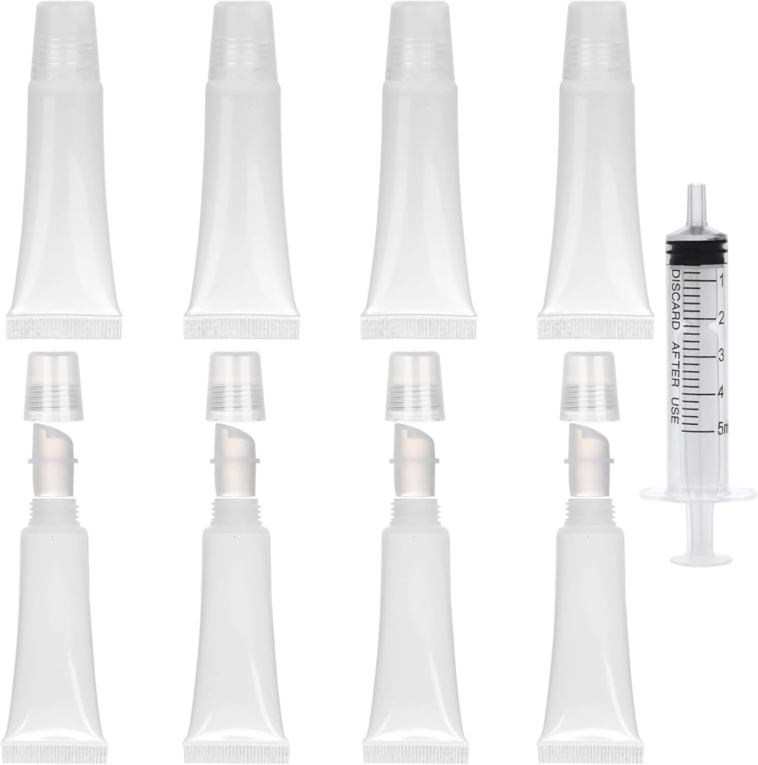8Pcs Lip Gloss Tubes, Empty 10Ml Clear Lip Balm Containers Refillable Mini Lip Gloss Squeeze Bottle with Dispensing Filling Tool for Women & Girls Home Cosmetics Makeup Travel Toiletries image number 2