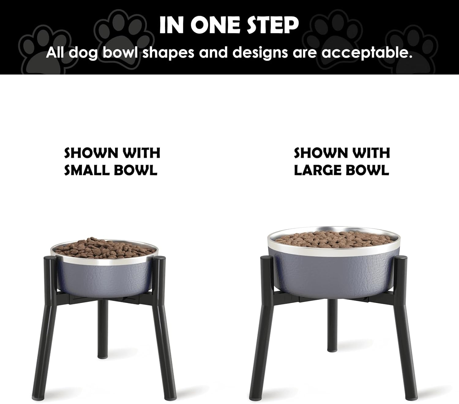 SHAINFUN Dog Bowl Stand for Large Dogs, Adjustable Width Tall Elevated Dog Bowls for 7-10.6" Bowls, Dog Food Water Stand Feeder, Metal Single Raised Dog Bowl Holder,11" Tall(Bowl Not Included) image number 2