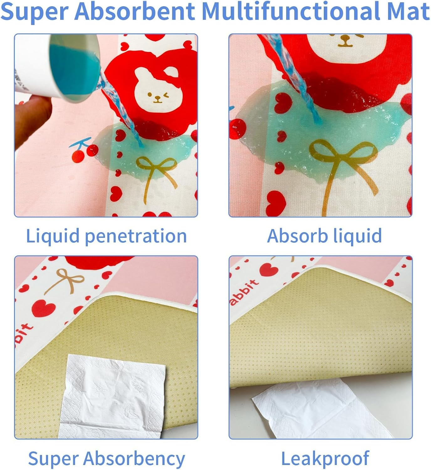 Lovely Dog Crate Mat, Anti-Slip Bottom, Waterproof Reusable Whelping Playpen Crate Reusable Washable Pet Mattress Pads, Pet Training Pads image number 5