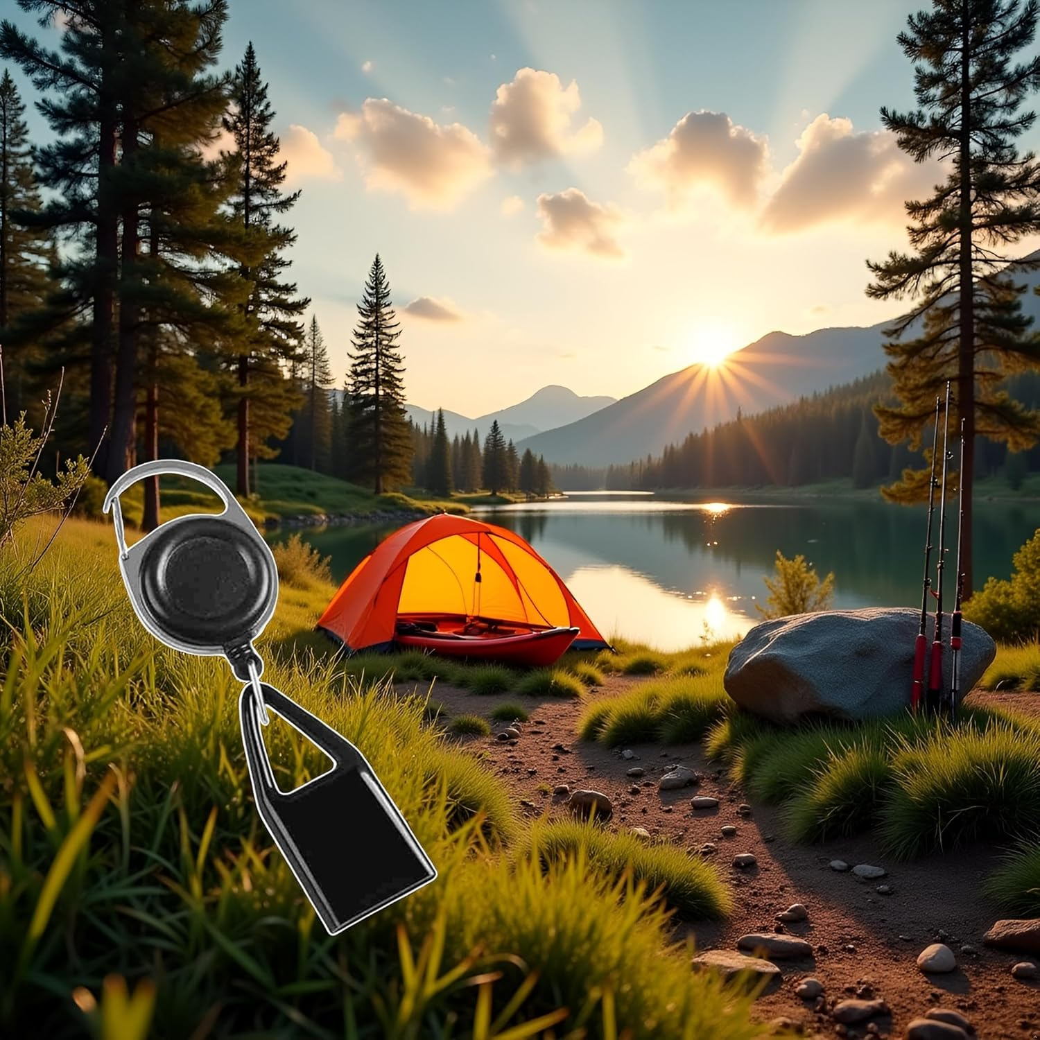 2Pcs Black Lighters Clip,Retractable Lighters Keychain Belt,Anti Lost Retractable Lighter Cover, Leash for Fishing Hiking,Lighter Protective Cover for Camping, Matches Accessory image number 1