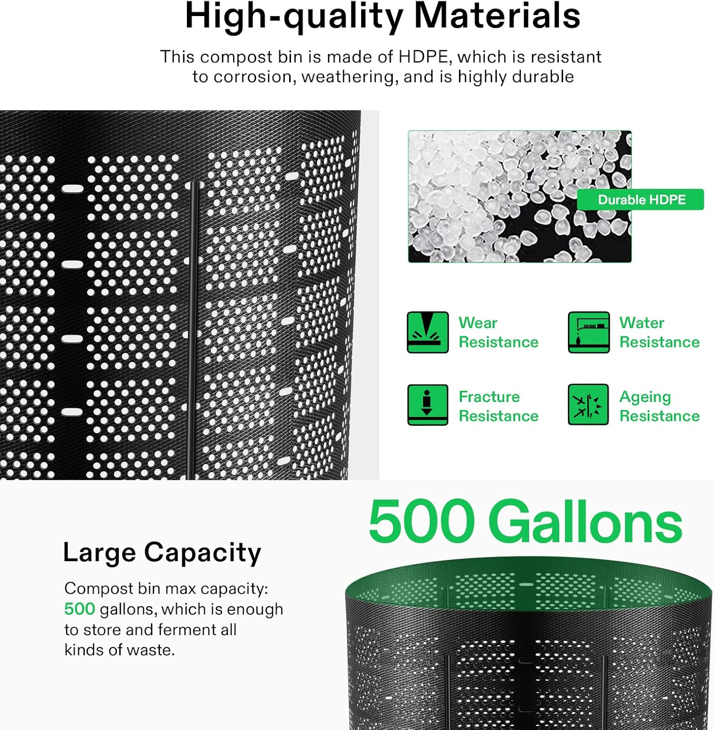 VIVOSUN 500 Gallon Outdoor Compost Bin, Expandable Composter, Easy to Setup & Large Capacity for Backyard, Lawn (Black with Gloves) (CBIN-H500) image number 5