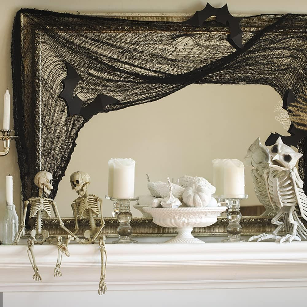 Letscheer Halloween Creepy Cloth Black 360 X 79 Inches Spooky Halloween Decorations Cheesecloth with Spider Web Party Supplies D&eacute;cor for Haunted House, Garden, Patio, Indoor Wall Hanger Windows image number 5