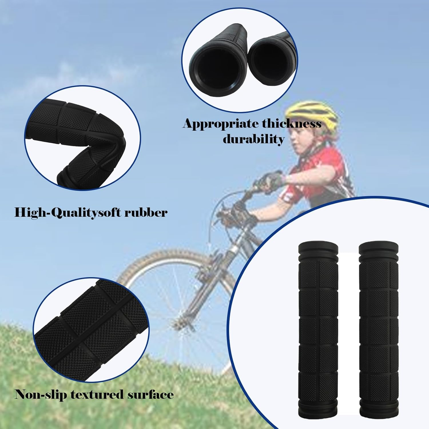 2 Pairs Loimon Mushroom Bike Grips - Non-Slip Bicycle Handlebar Grips for Boys/Girls, Ergonomic Kids Bike Grips Compatible with Bmx/Road/Mountain/Children'S Bicycles image number 3