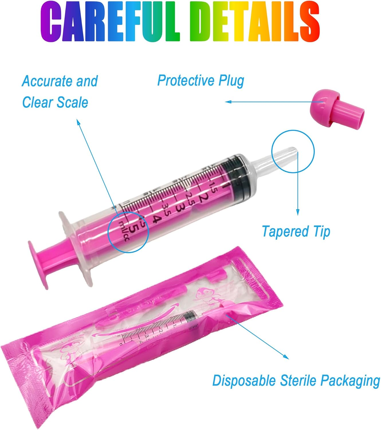 LONGHAO 5 Pieces 5 Ml Coloured Syringe with 10 Pieces Hose Set, Young Birds Feeding Syringe with Hose, Hand Feeding Tool for Parrots, Feeder Food, Pigeon Accessories (5 Colours, 5 Ml + 12 Cm) image number 4