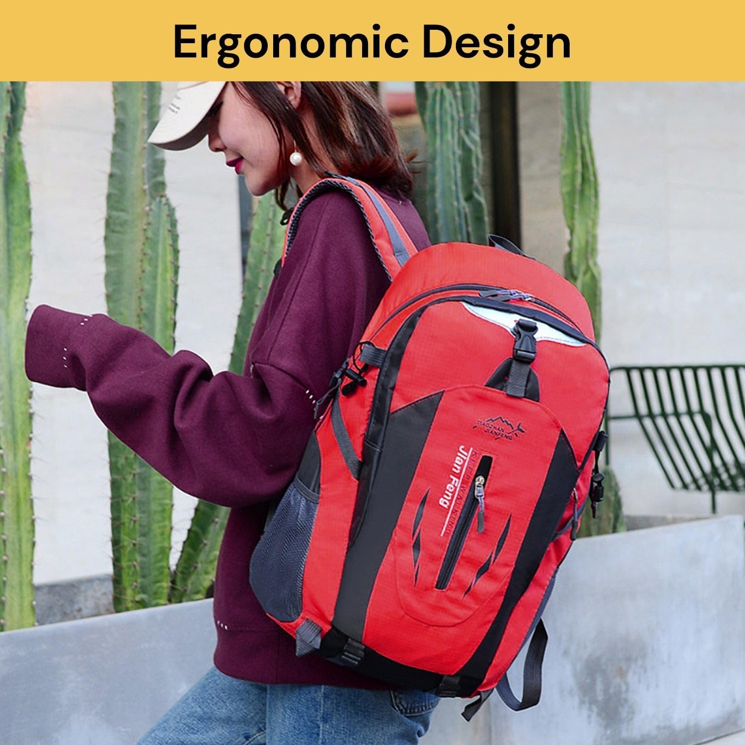 EZONEDEAL 40L Hiking Backpack, Lightweight Packable Hiking Daypack Small Travel Outdoor Foldable Shoulder Bag, Travel Backpacks Hiking Daypack for Women & Men, Casual Outdoor Bag image number 4