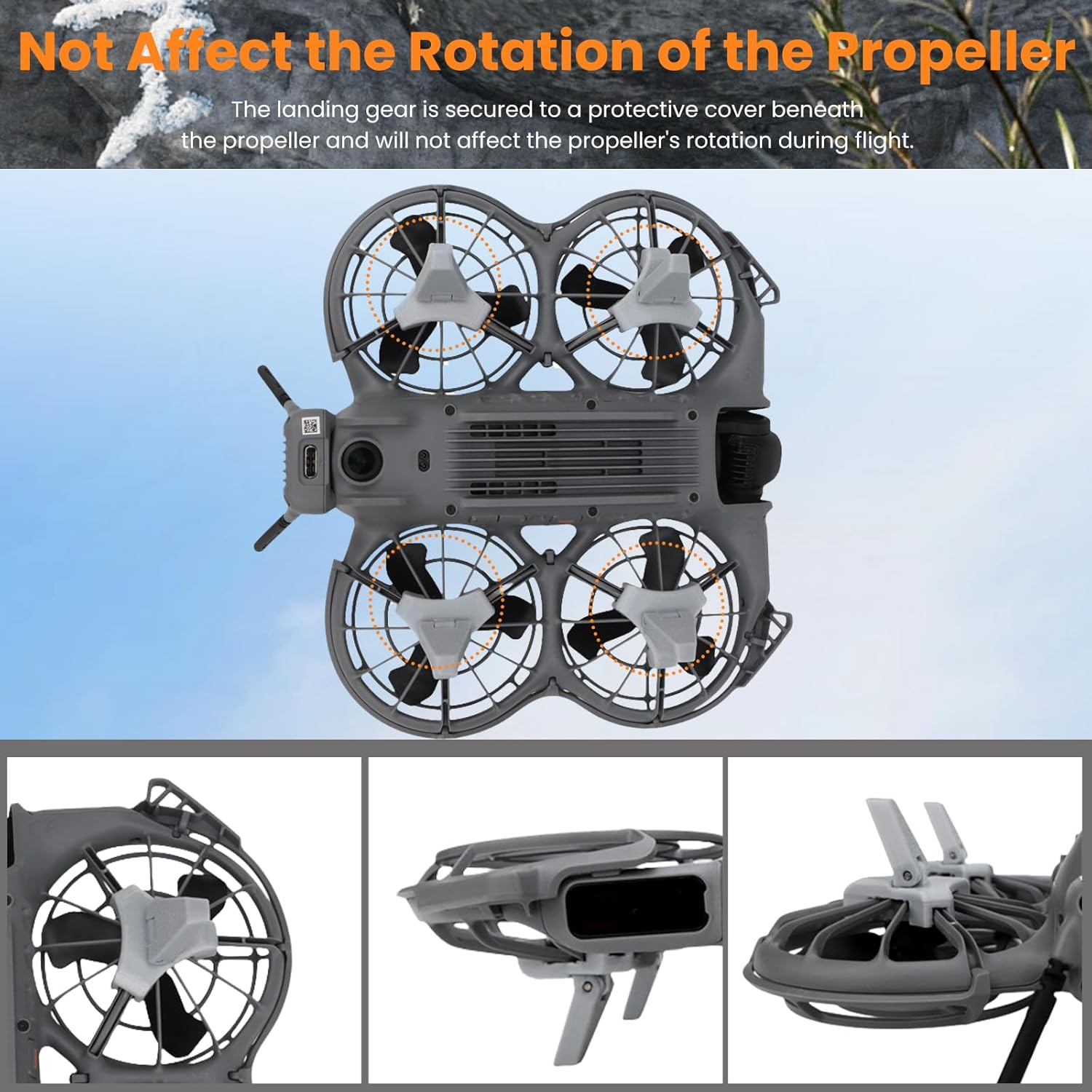 Landing Gear for DJI NEO 2 Drone, Lightweight Durable Plastic Portable Folding Stand,Anti-Scratch Protector Bracket for DJI Neo 2, Drone Accessories (Grey) image number 2