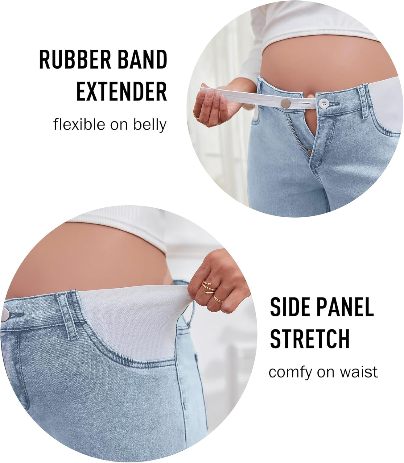 Maternity Jeans for Women Pregnancy Bootcut Jeans Mid-Rise Flare Denim Maternity Pants with Pockets image number 6