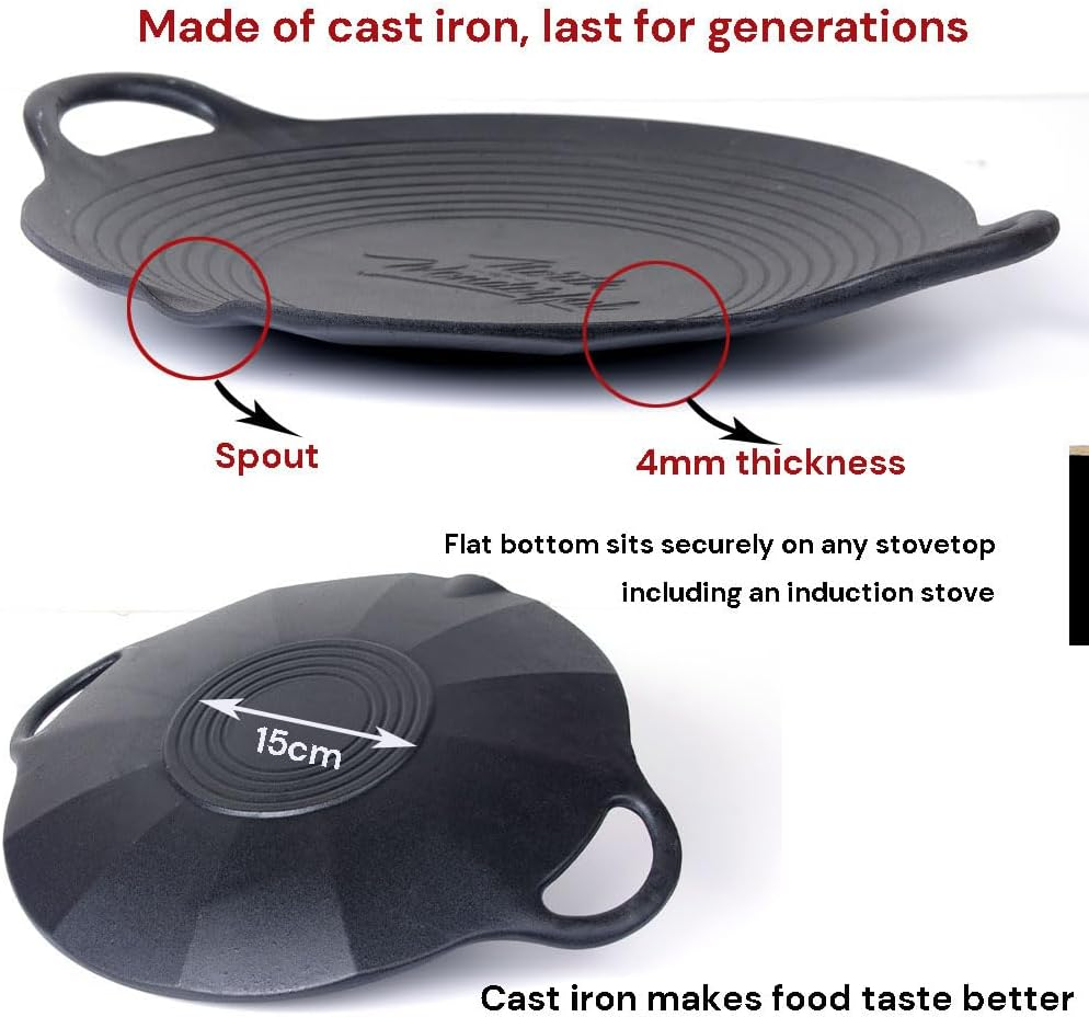 Cast Iron 36Cm Korean Japanese BBQ Barbecue Grill Pan Plate round Griddle Plate Indoor Outdoor image number 1