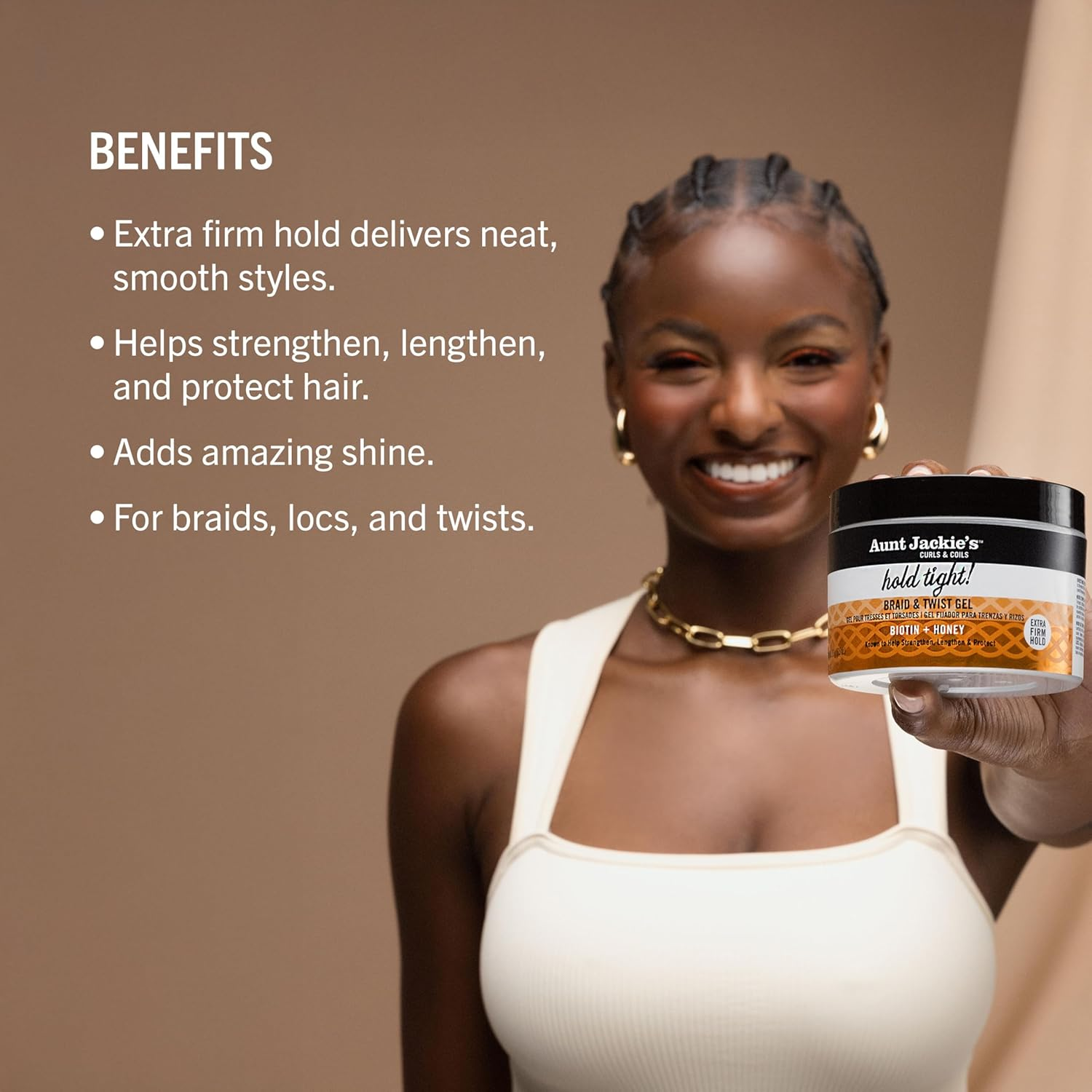 Aunt Jackie'S Hold Tight Braid & Twist Gel with Biotin and Honey, Extra Firm Hold, 213G image number 2