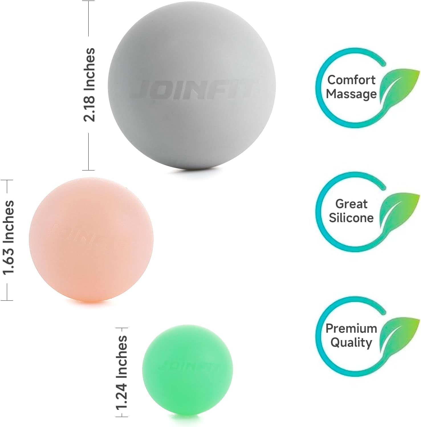 HCE Physical Massage Therapy Ball Set, Trigger Point Ball, Physical Therapy Ball for Deep Tissue, Myofascial Release, Muscle Pain Relief Ball for Back Foot Neck - Pack of 3 image number 5