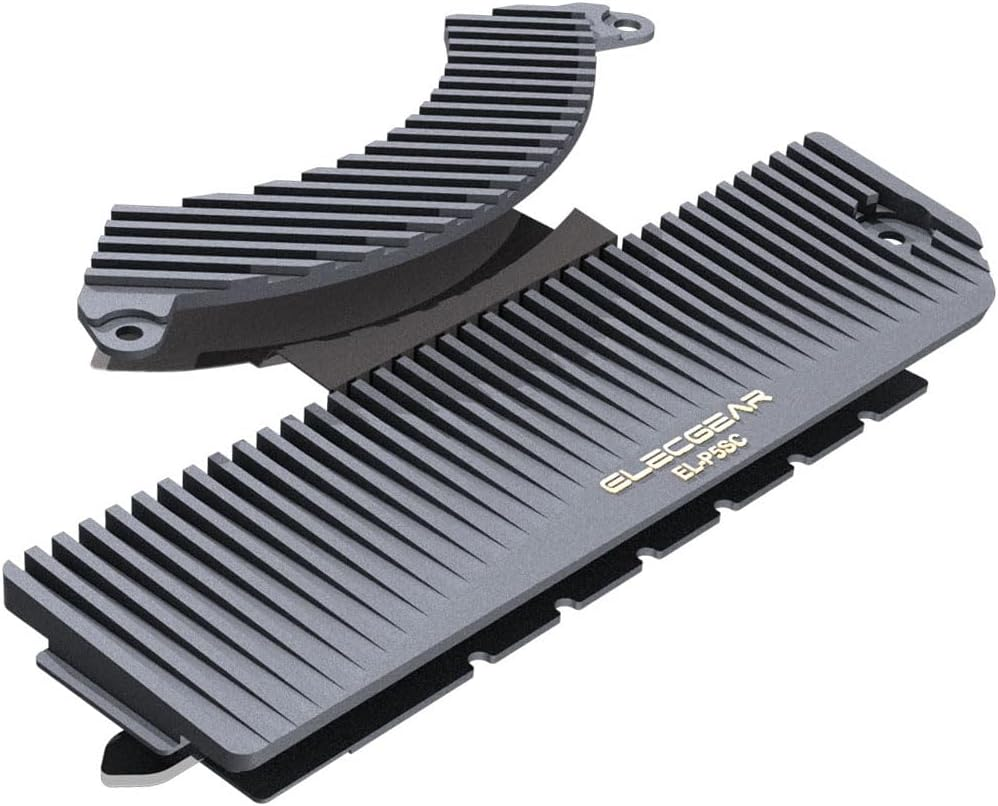 Elecgear Heatsink Ultra for PS5 Pro and Slim SSD, Heat Pipe + 2X Aluminum Heat Sinks + Heat Bridge for Internal Pcie M.2 Nvme Memory, SSD Fixing Kit Incl.