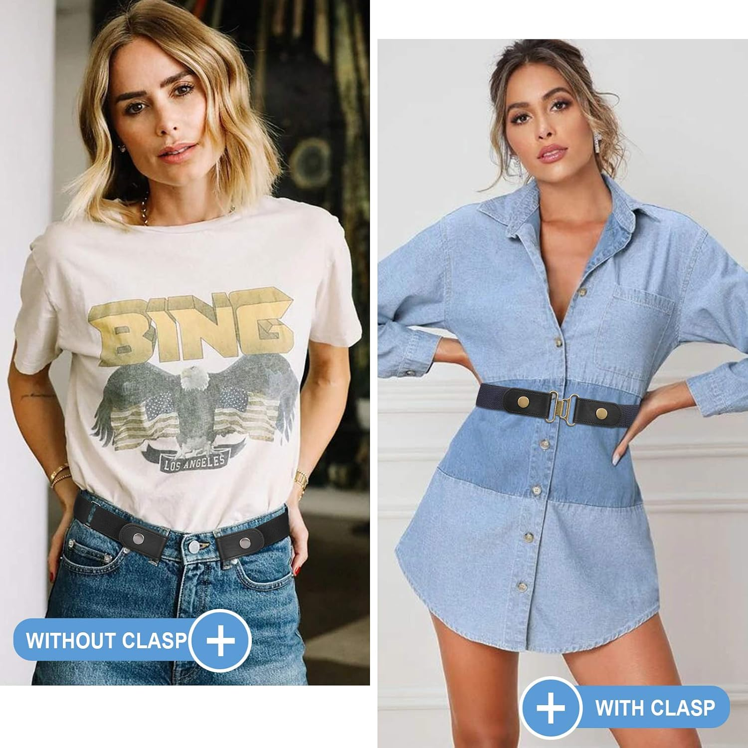 No Buckle Invisible Elastic Belt for Men/Women, SANSTHS Women Jeans Belt Free Buckle image number 5